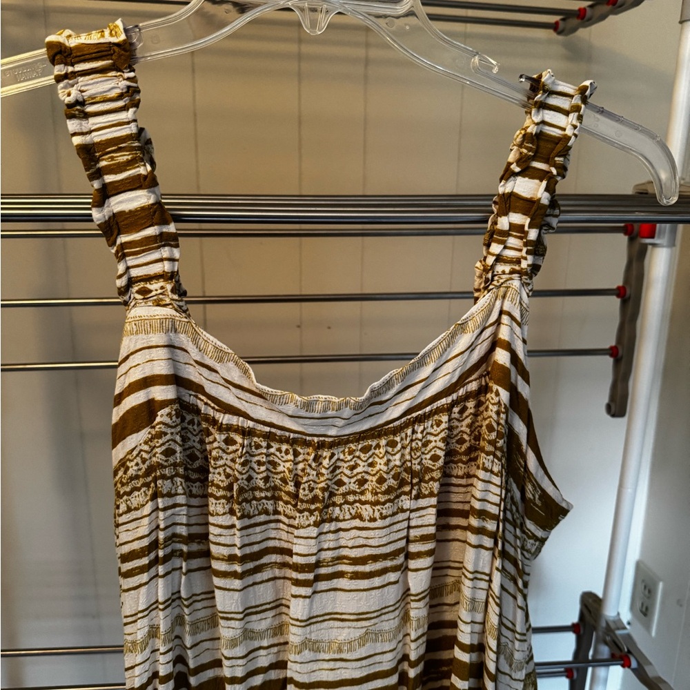 Striped Brown and White Women's Top - Picture 2 of 5